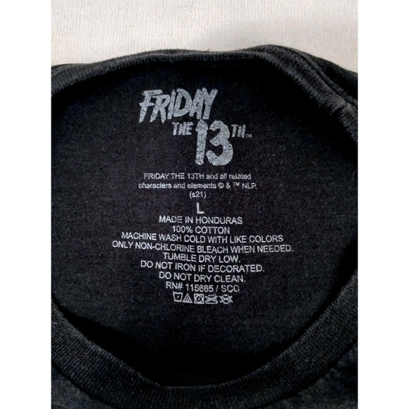 Friday The 13Th Jason Mask T-Shirt Men’s Sz L Black Graphic Scary Halloween Fear - Picture 8 of 10